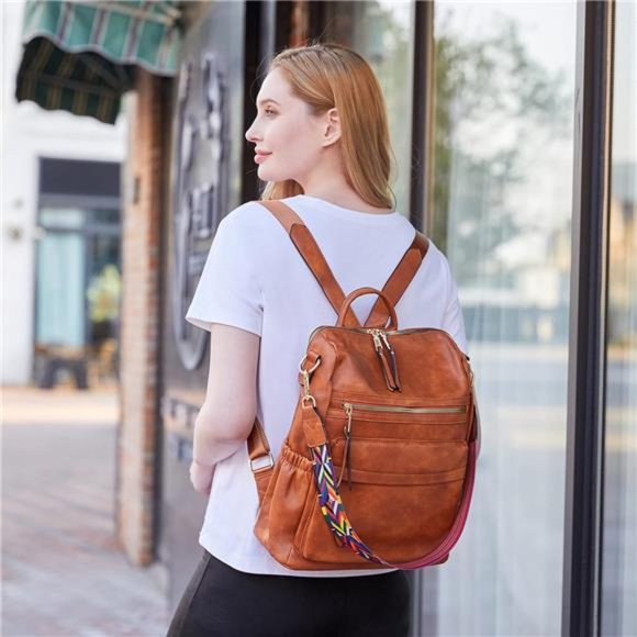 Women Backpack Purse Fashion Leather Designer Ladies Convertible Travel College main image 5